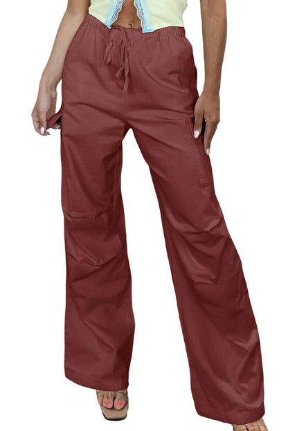 Chic red wide-leg cargo pants