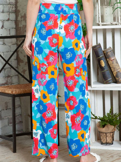 Printed Drawstring Wide Leg Pants.