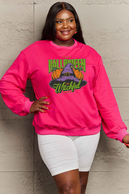 Simply Love Full Size Witch Hat Graphic Sweatshirt.