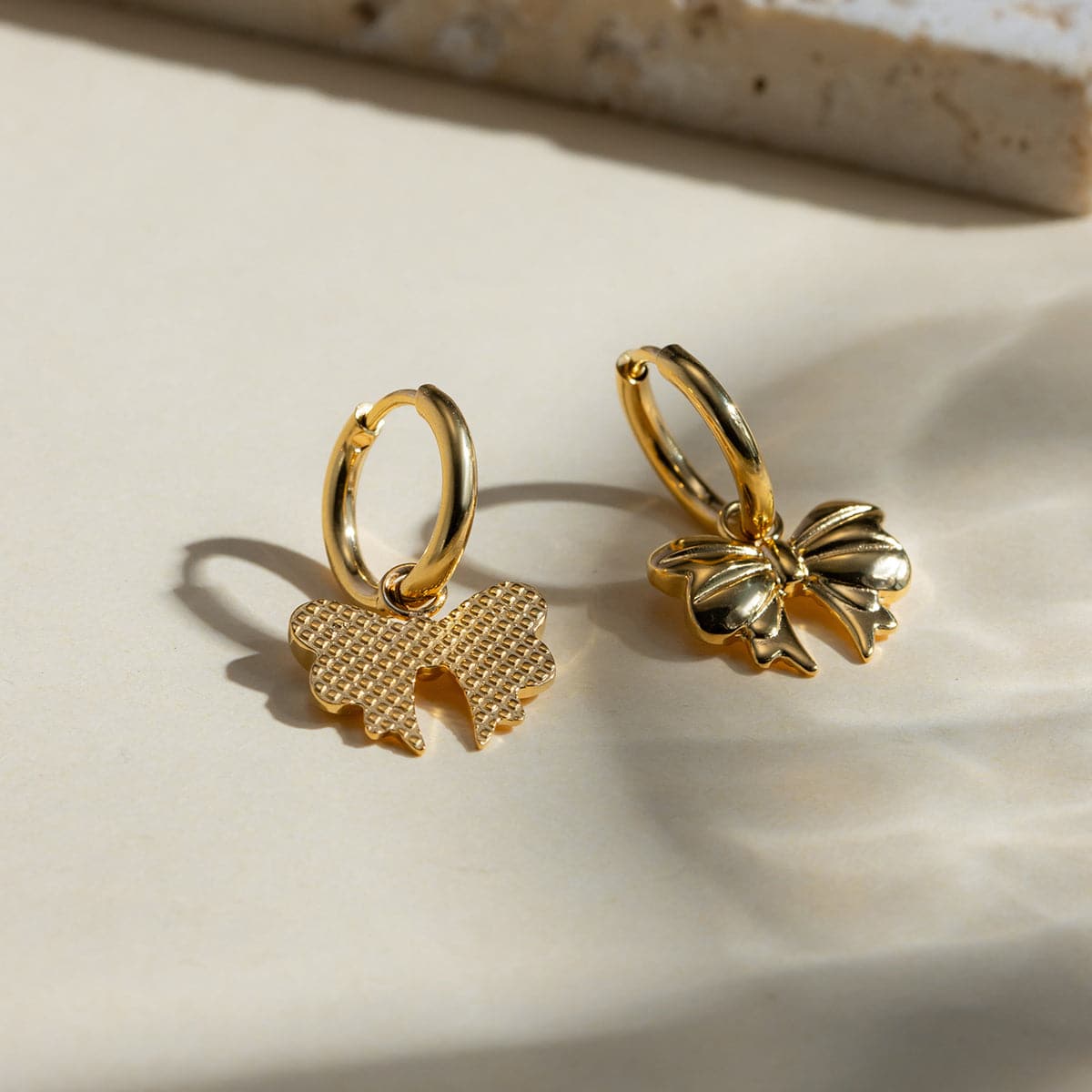 18K Gold-Plated Bow Earrings.