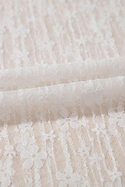 Sheer Floral Lace Long Sleeve Slim Fit Top