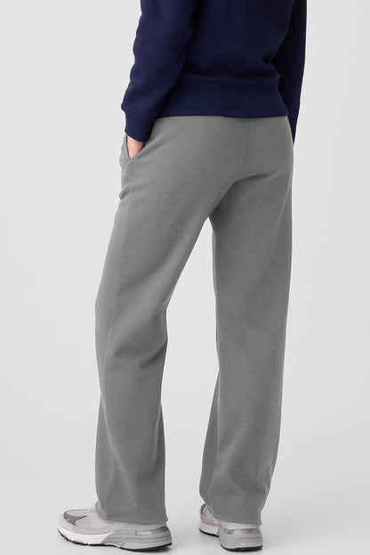 Light grey fleece pants with drawstring