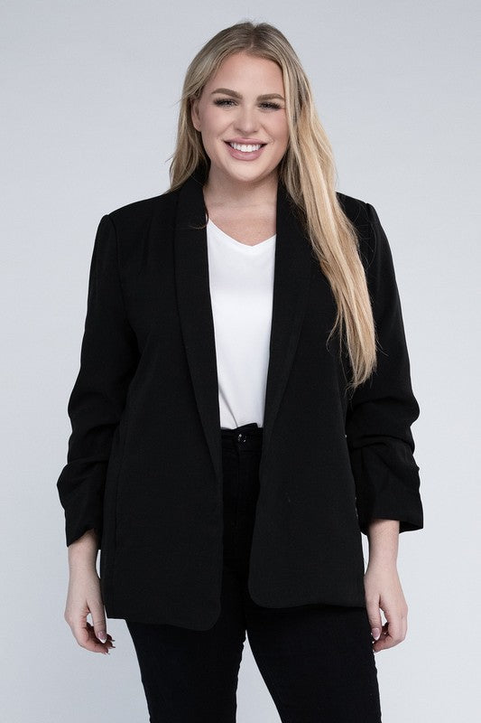 Plus-Size Shawl Lapel Blazer