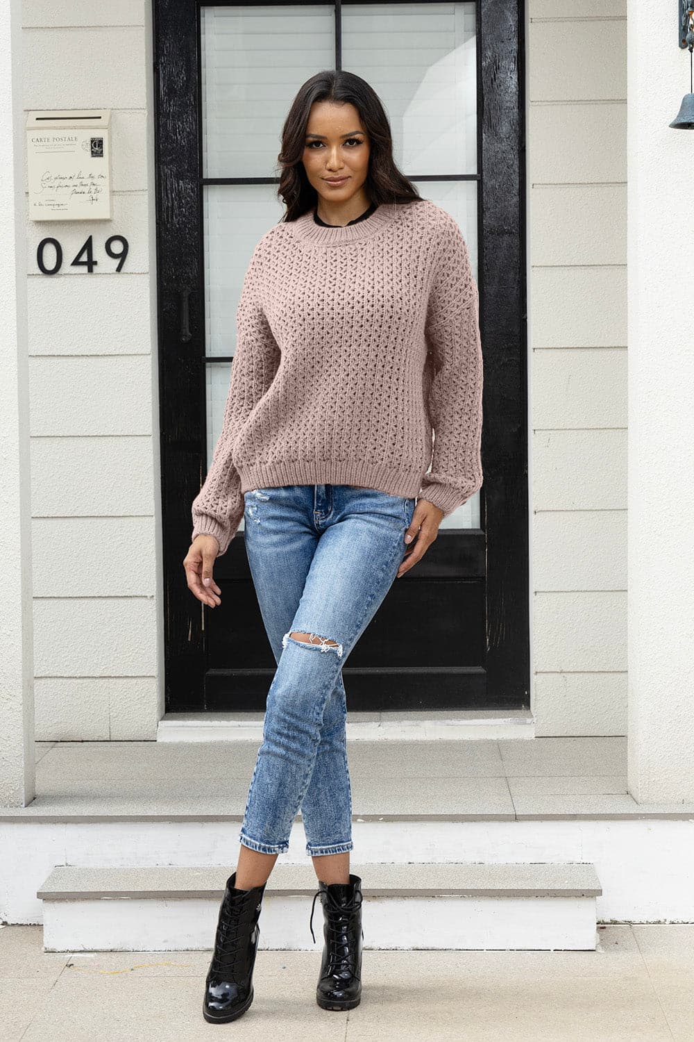 Round Neck Long Sleeve Sweater.