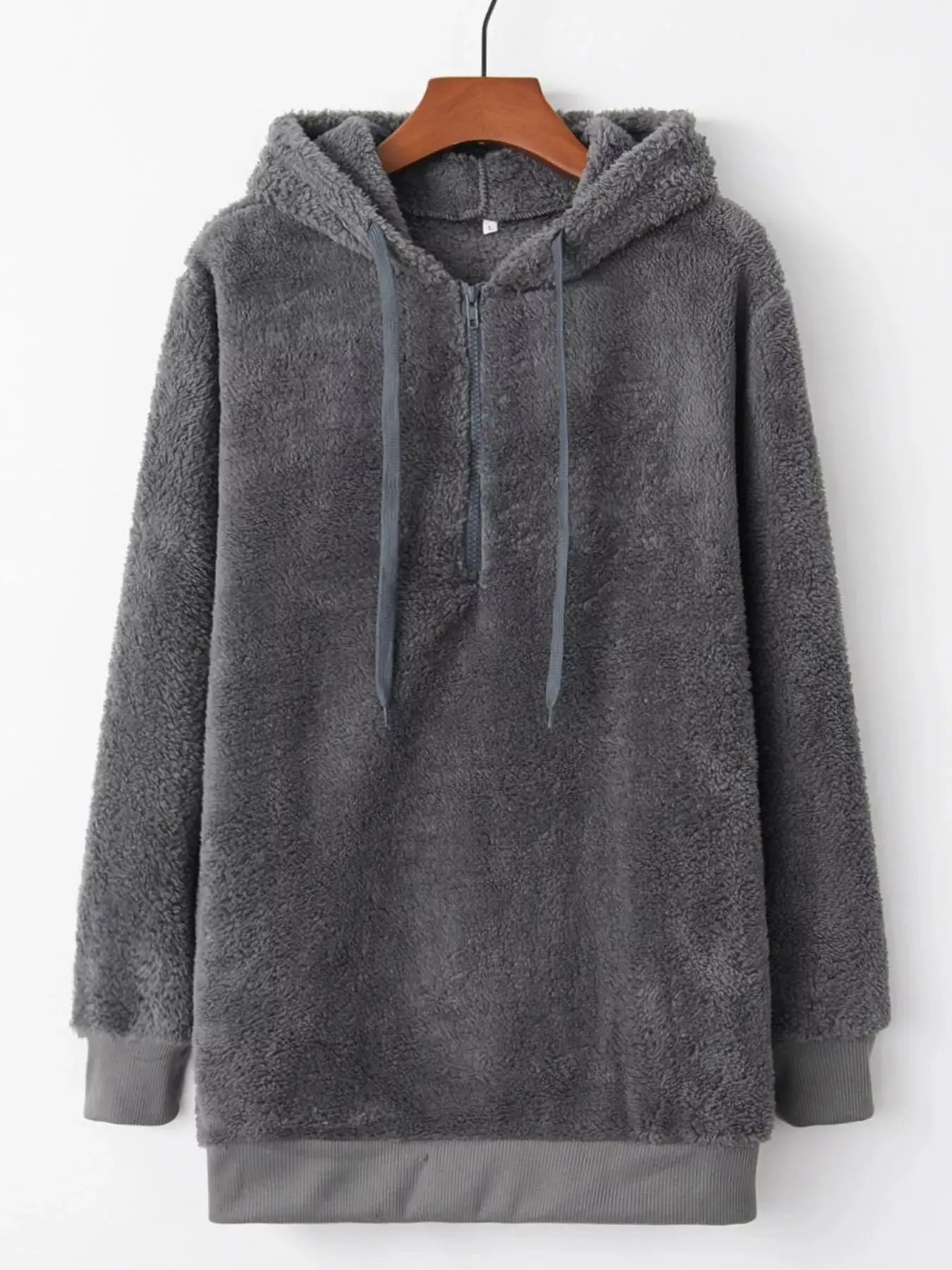 Plus Size Fleece Hoodie Half Zip With Drawstring Pockets Simply Love