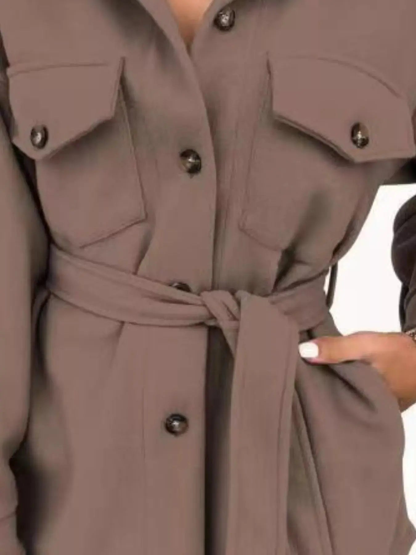 Button-Down Tie Waist Coat Simply Love