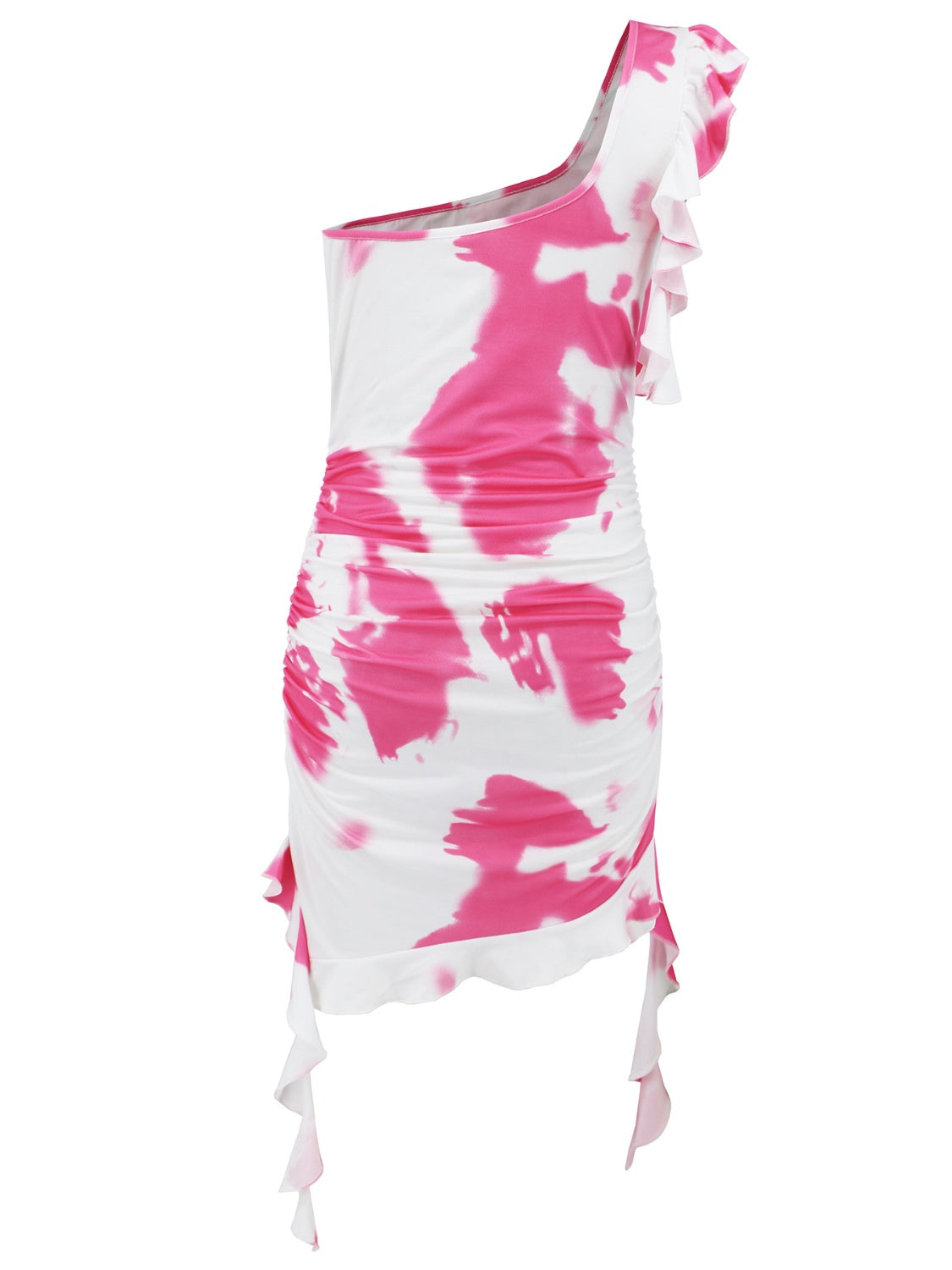 Ruffled Tie-Dye Single Shoulder Mini Dress Coco’s Tee Boutique