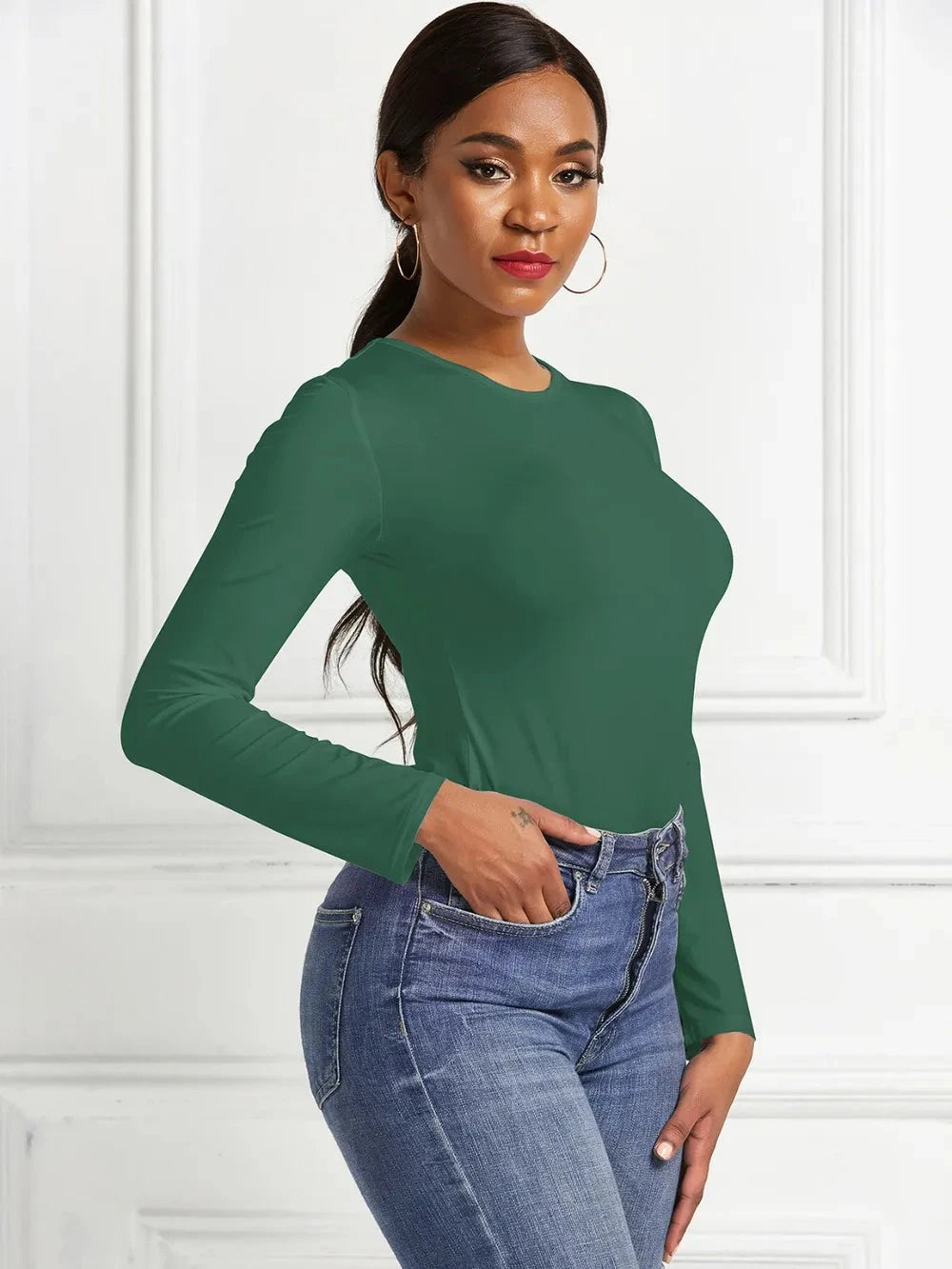Round Neck Long Sleeve Bodysuit Coco’s Tee Boutique