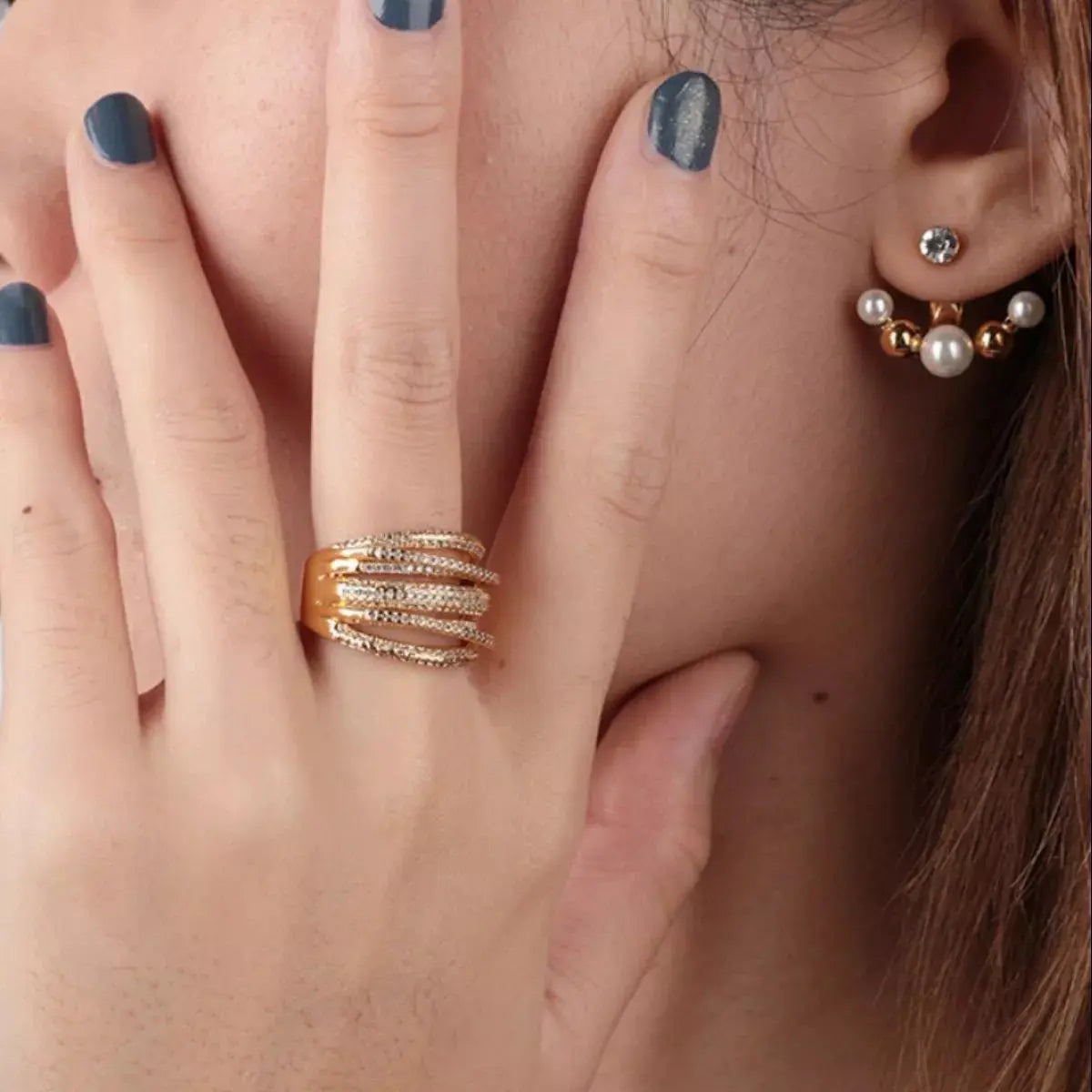 18K Gold-Plated Multi-Row Ring Simply Love