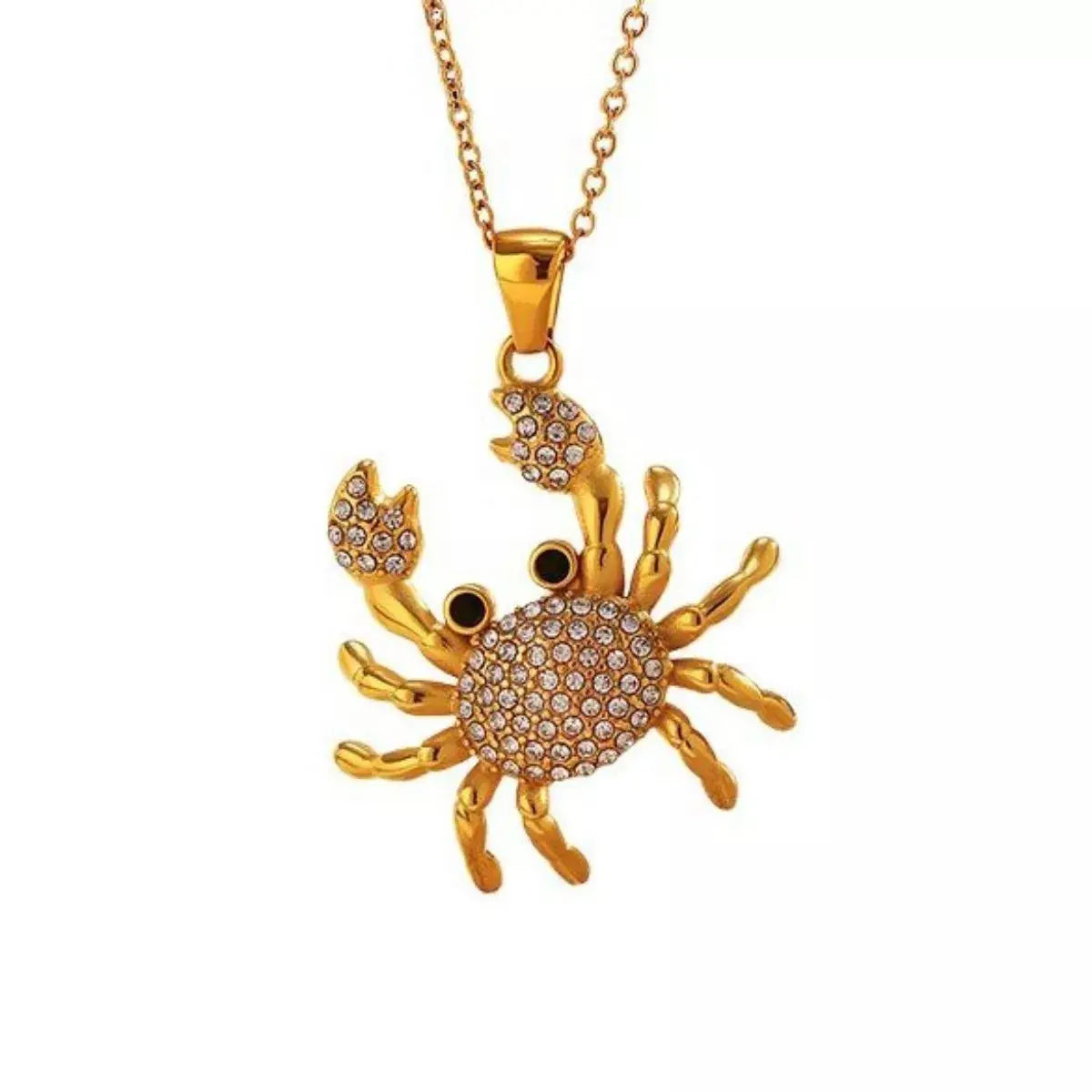 18K Gold Plated Crab Pendant Necklace With Rhinestones Simply Love