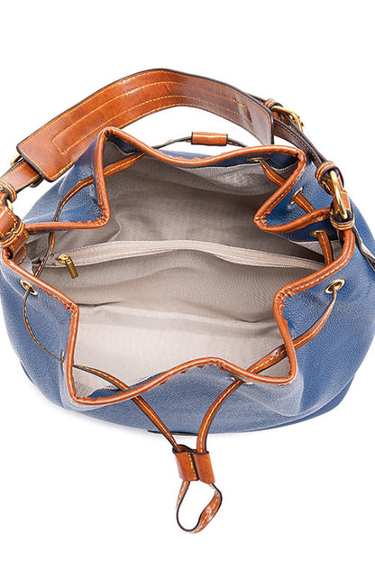 PU Drawstring Bucket Bag.