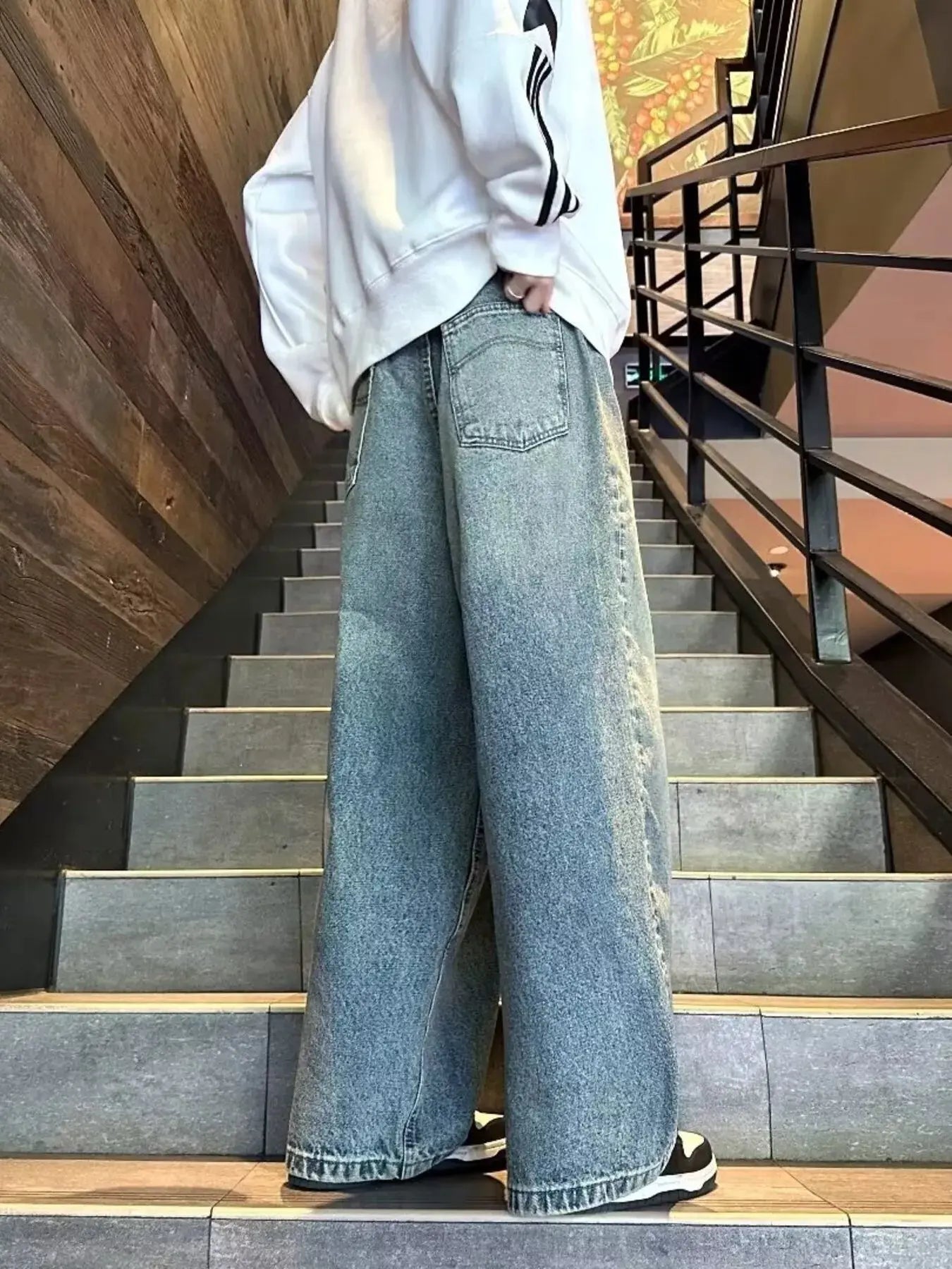 Men's Full Size Vintage Wash Wide Leg Jeans Plus Size Simply Love