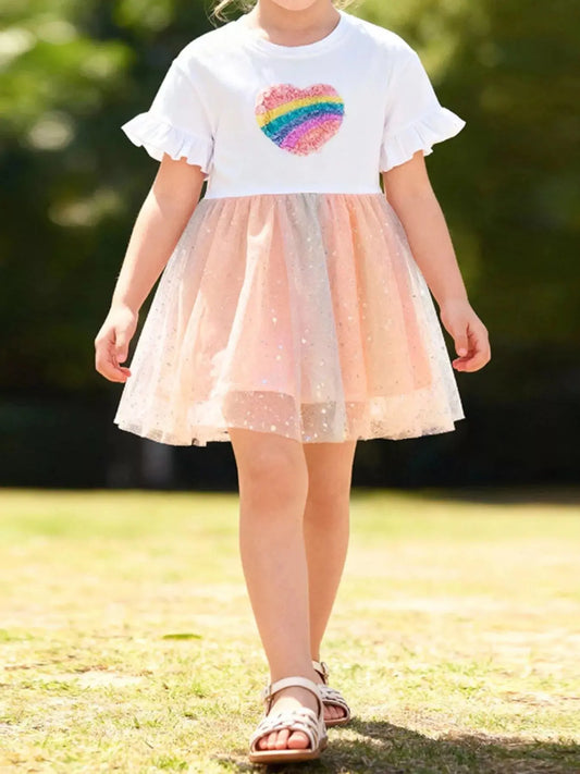 Children's Rainbow Heart Tulle Dress Simply Love