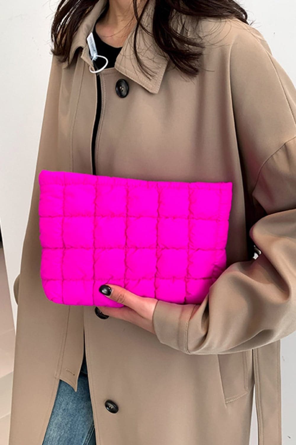 Zenana Quilted Puffy Pouch Clutch Bag.