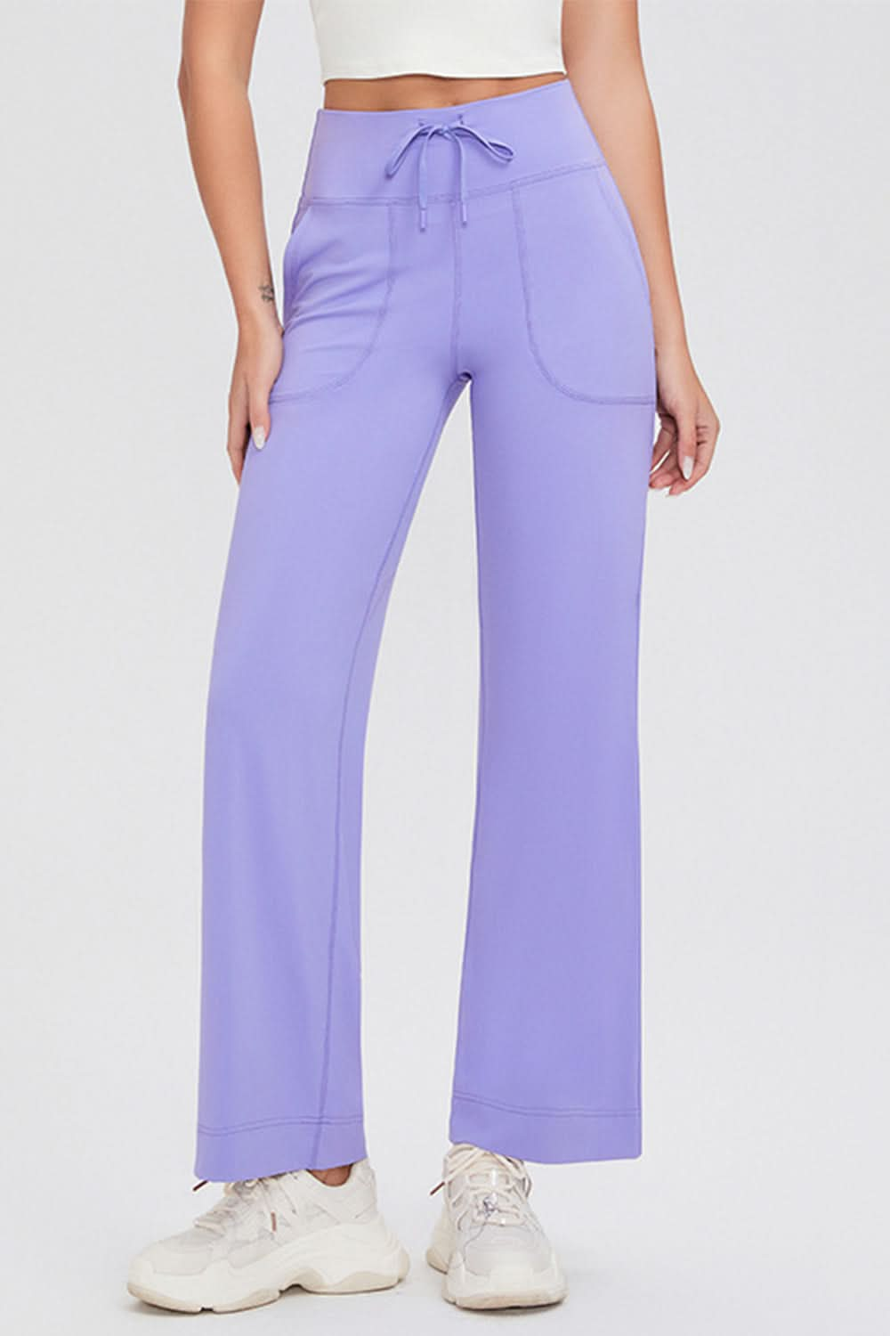 Essential Comfort Drawstring High Waist Pants with Pockets