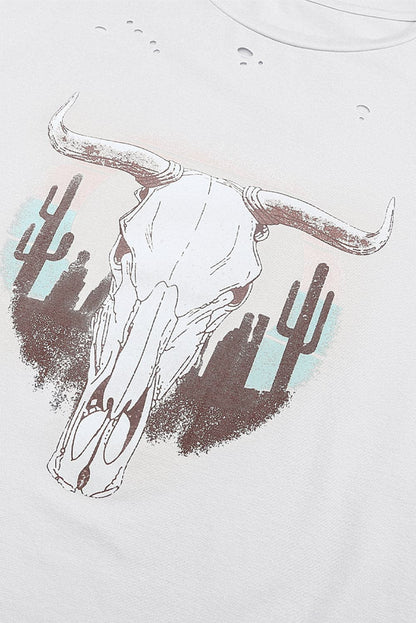 Plus Size Animal Graphic Distressed Tee Shirt.