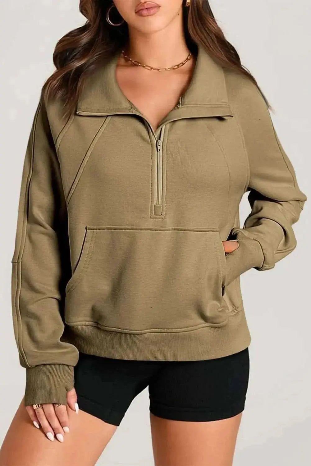 Half Zip Long Sleeve Sweatshirt - Love Salve 