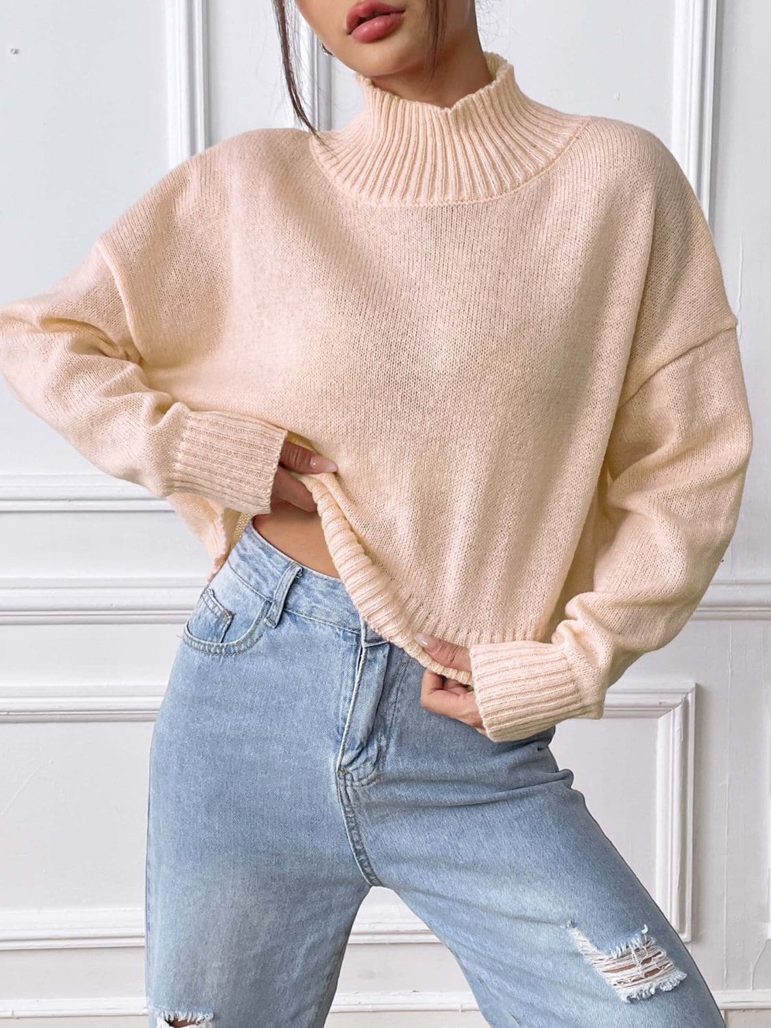 Cozy knit turtleneck top - s-xl