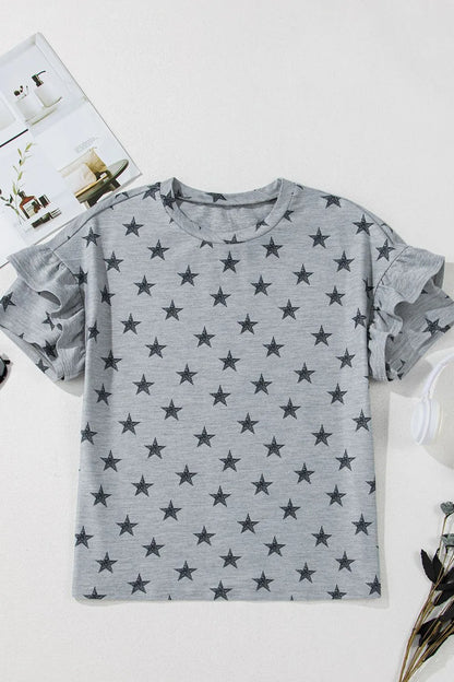 Simply Love: Star Print Tiered T-Shirt