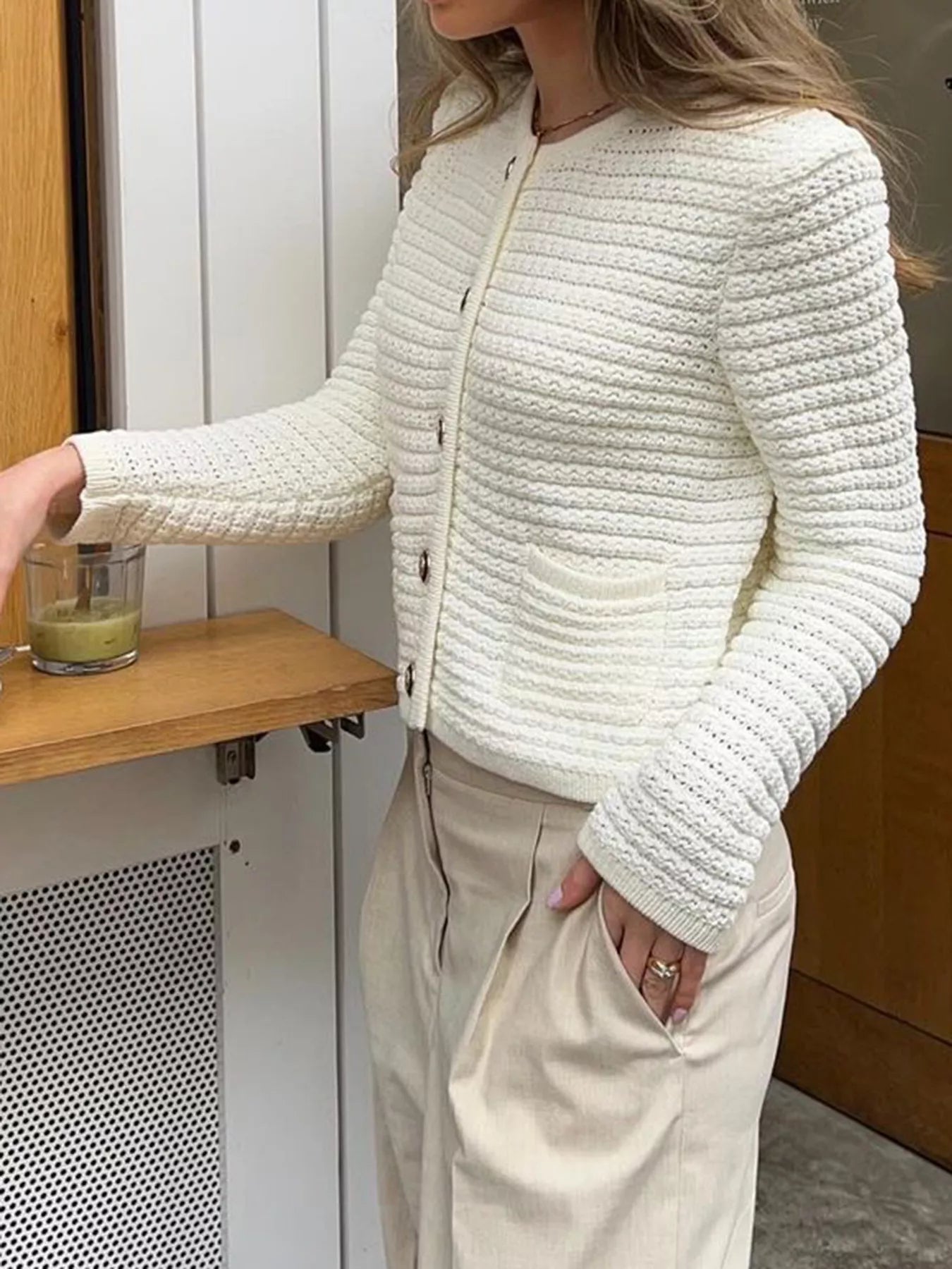 Button-Down Long Sleeve Cardigan Simply Love
