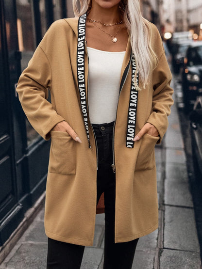 Stylish hooded trench coat with zip