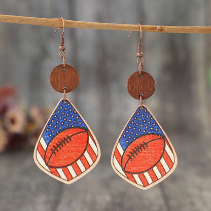 Printed Wooden Dangle Earrings.