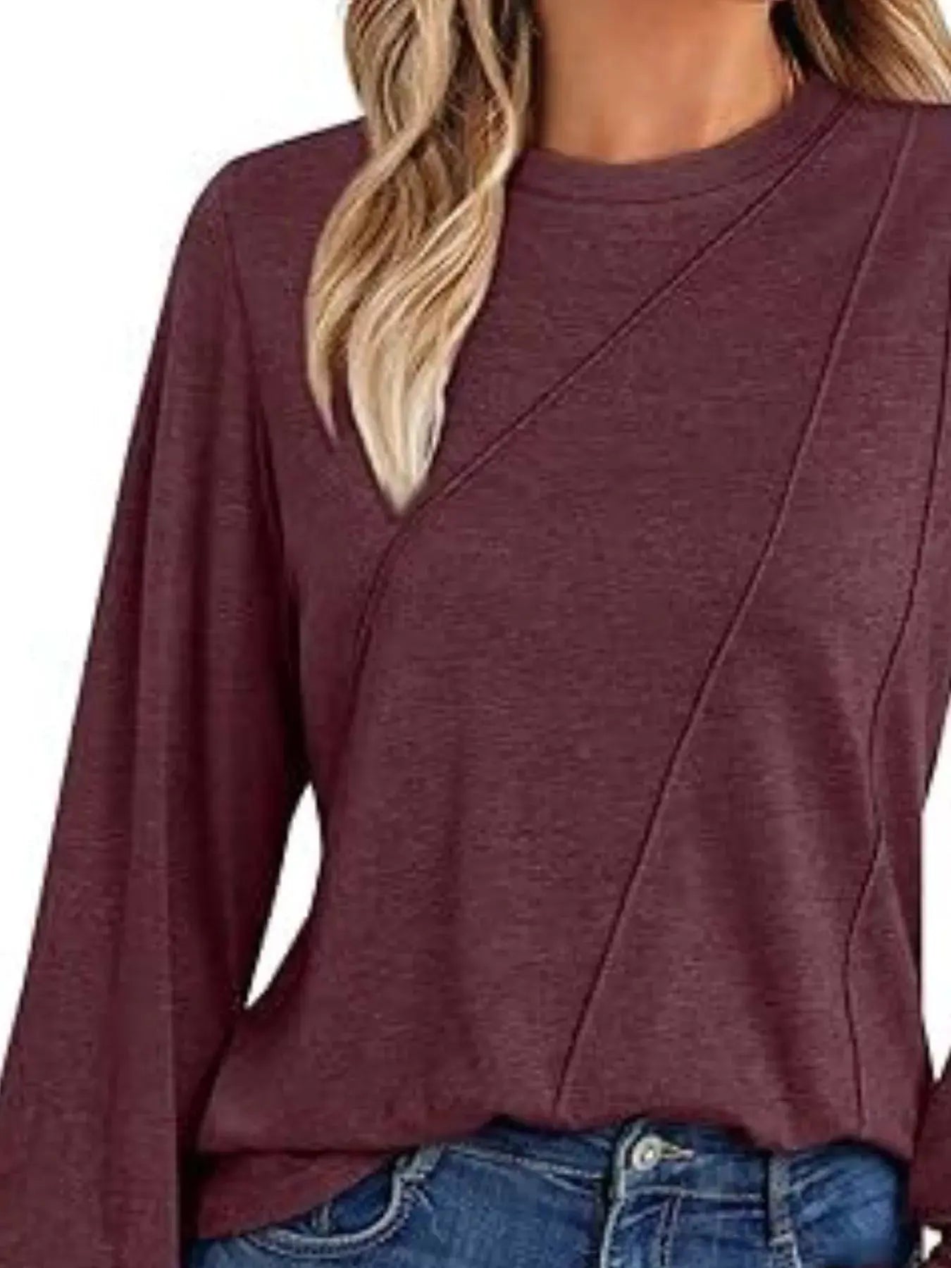 Round Neck Long Sleeve Top Simply Love