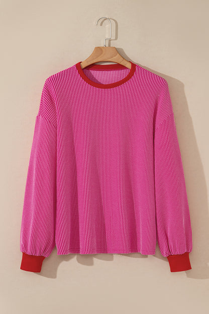 Bright pink drop shoulder top