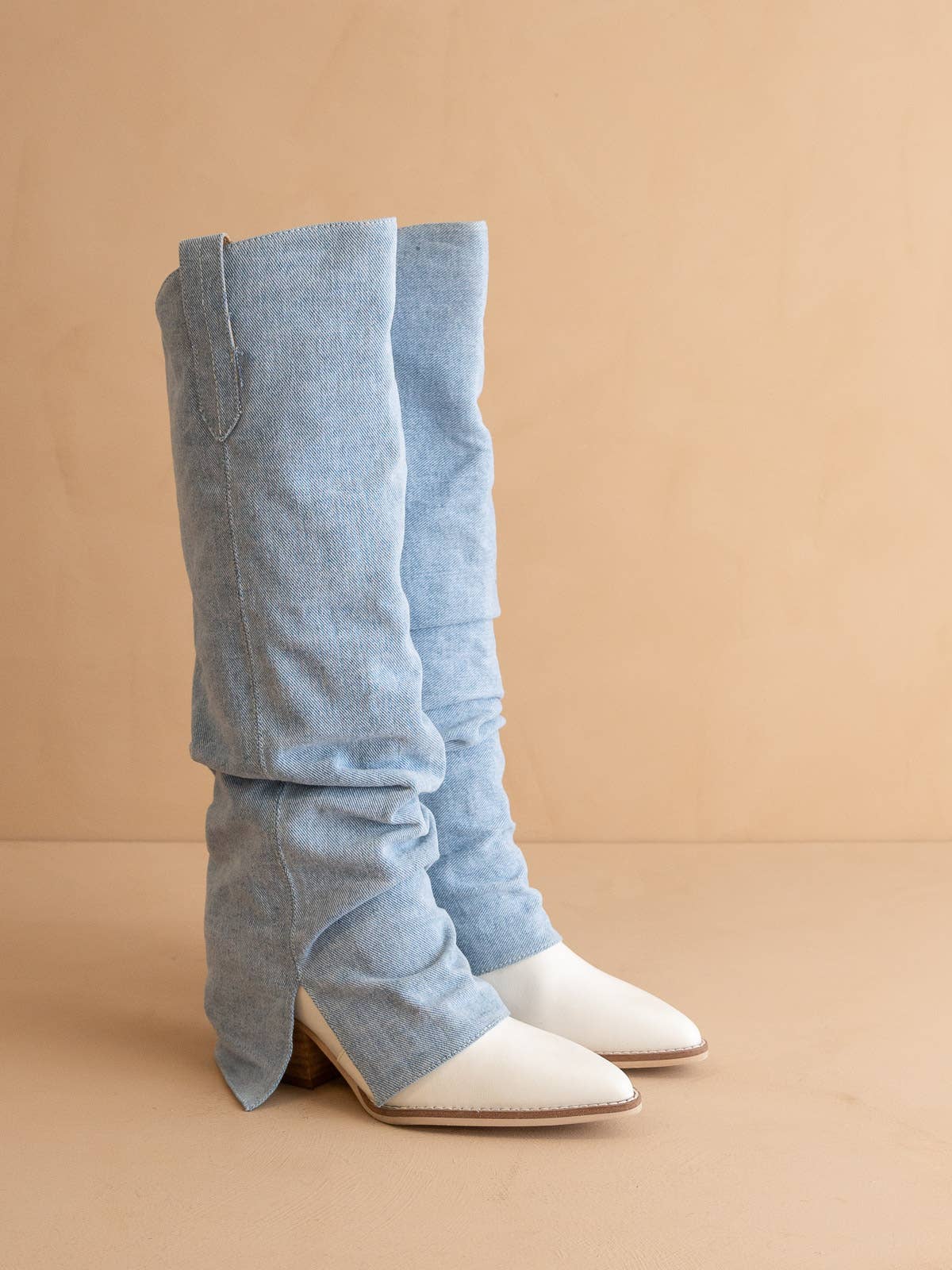 The Thea Denim | Fold Over Slit Jean Boot by Oasis Society Coco’s Tee Boutique