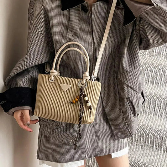 Textured PU Leather Crossbody Bag With Top Handle And Strap Simply Love