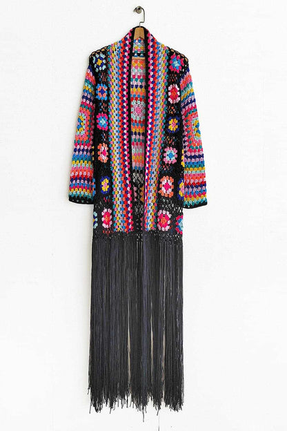 Fringe Tied Long Sleeve Cardigan.