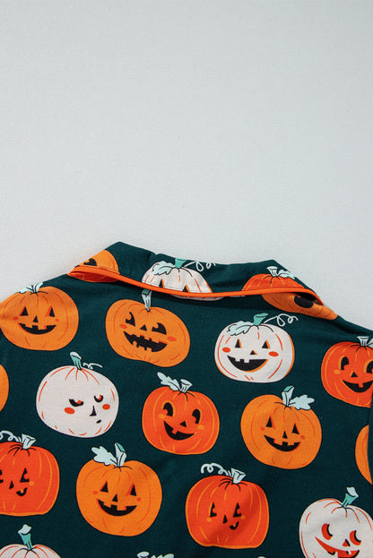 Festive orange Halloween short sleeve pajama set