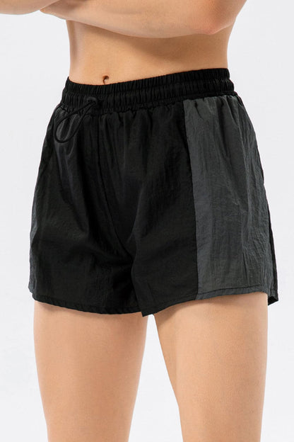 Color Block Drawstring Active Shorts.