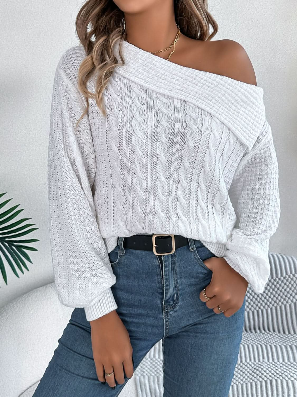 Asymmetrical knit sweater - acrylic