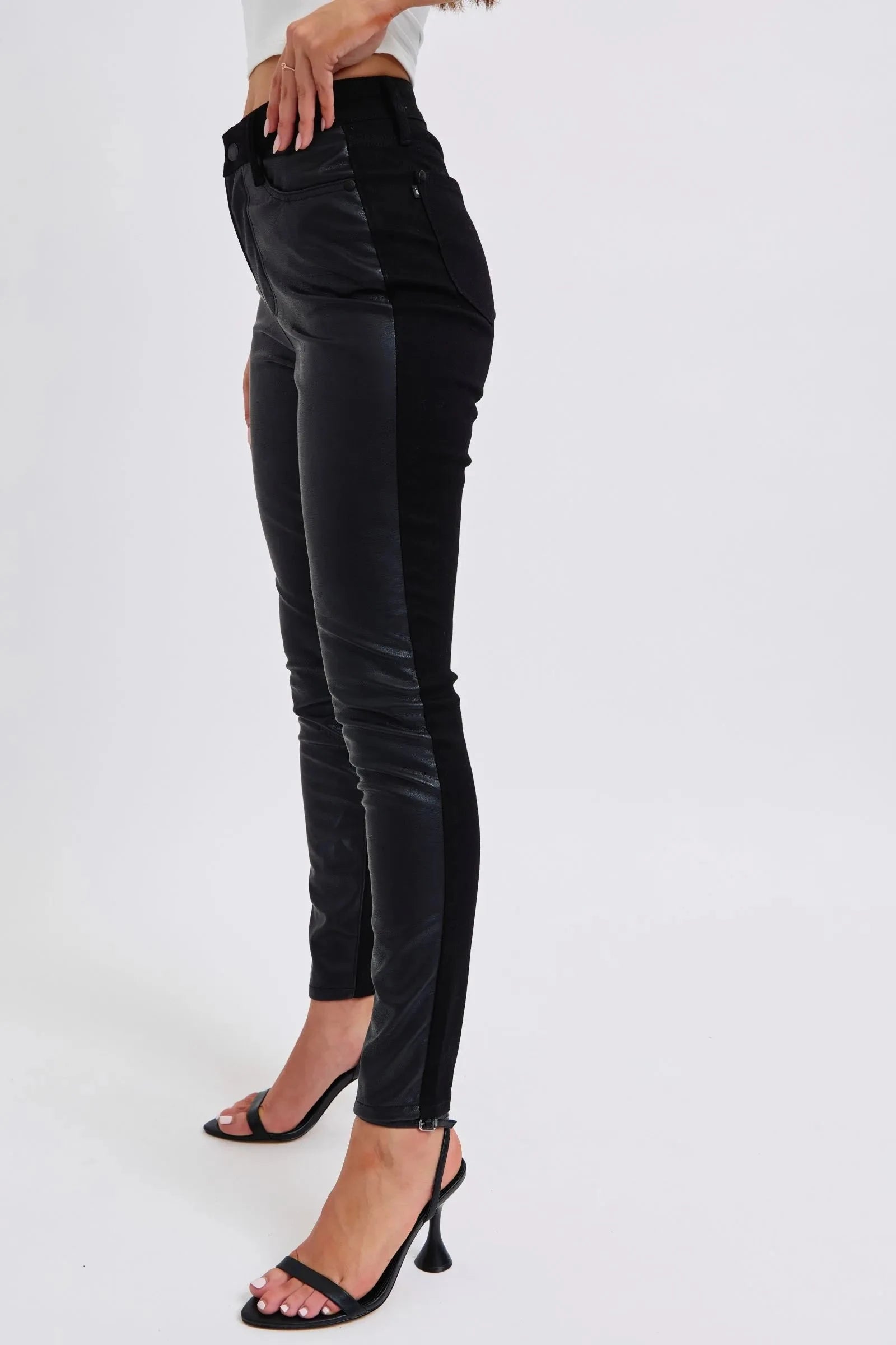 Judy Blue Plus Size HW Faux Leather Skinny Pants Coco’s Tee Boutique