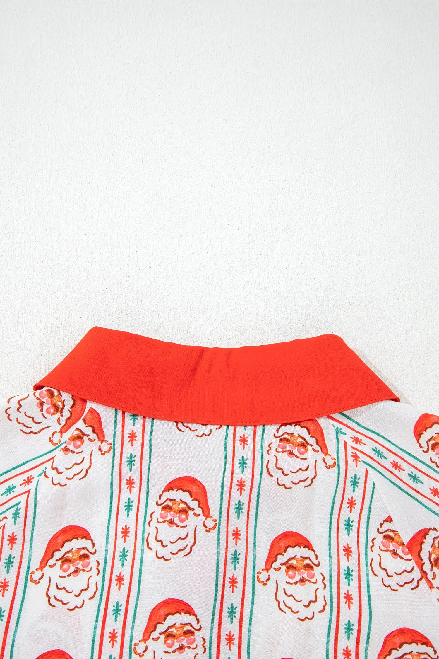 White Santa Contrast Collar Button Front Long Sleeve A Line Mini Dress Dear-Lover Dropshipping