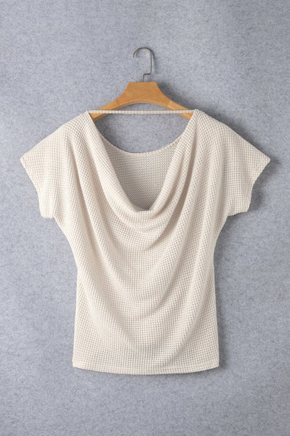 Backless Round Neck Short Sleeve T-Shirt.