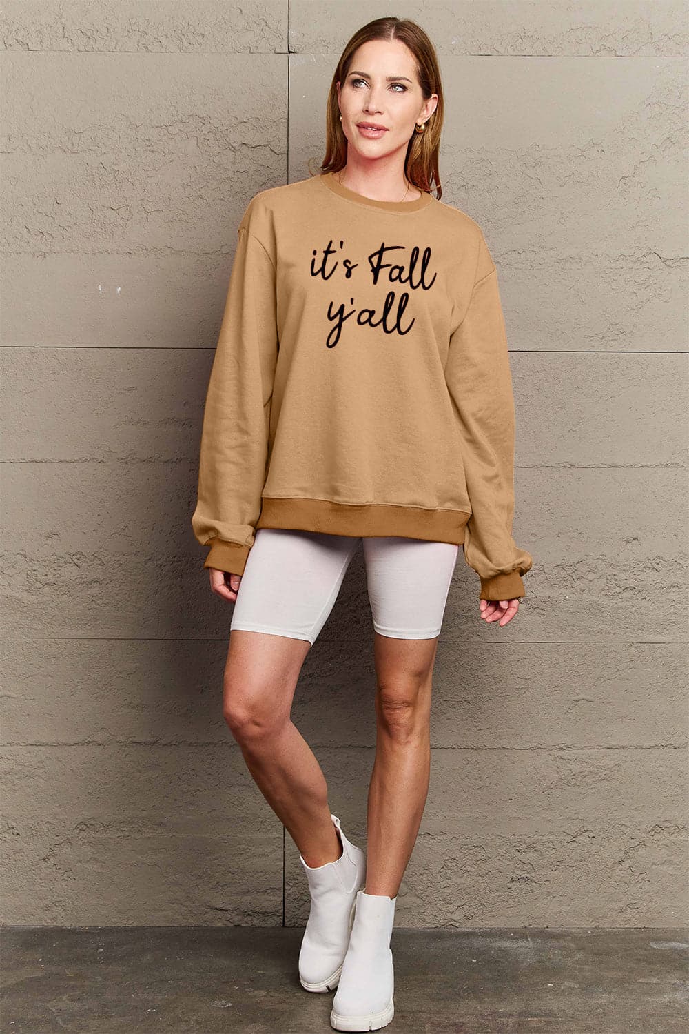 Simply Love Full Size IT'S FALL Y'ALL Graphic Sweatshirt.