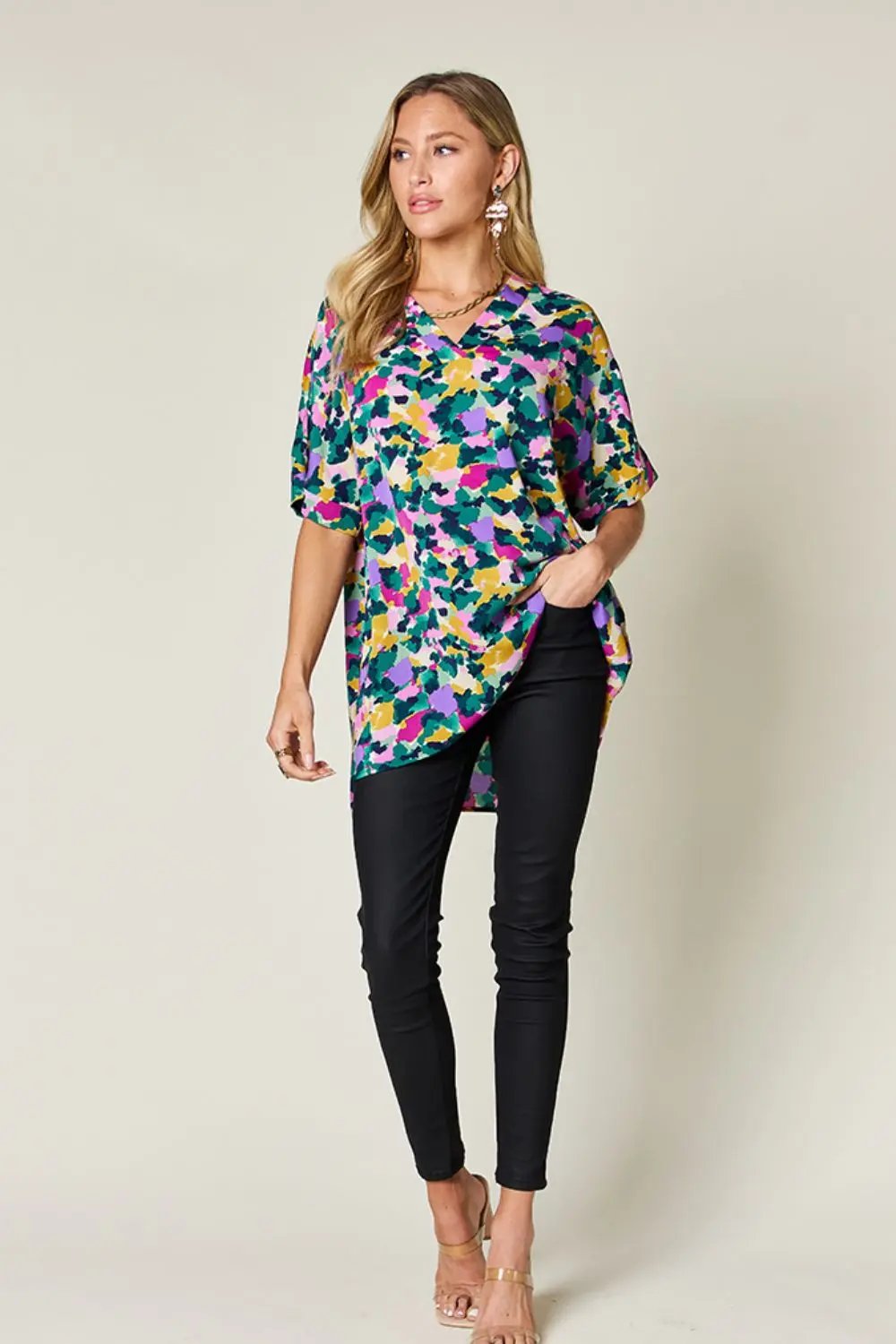 Double Take: V-Neck Blouse - Love Salve