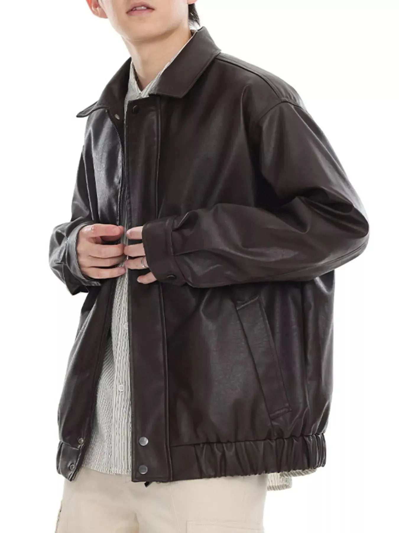 Men's Plus Size Classic Faux Leather Jacket Simply Love