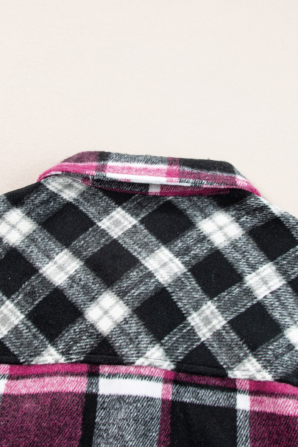 Colorful plaid block shacket with pockets