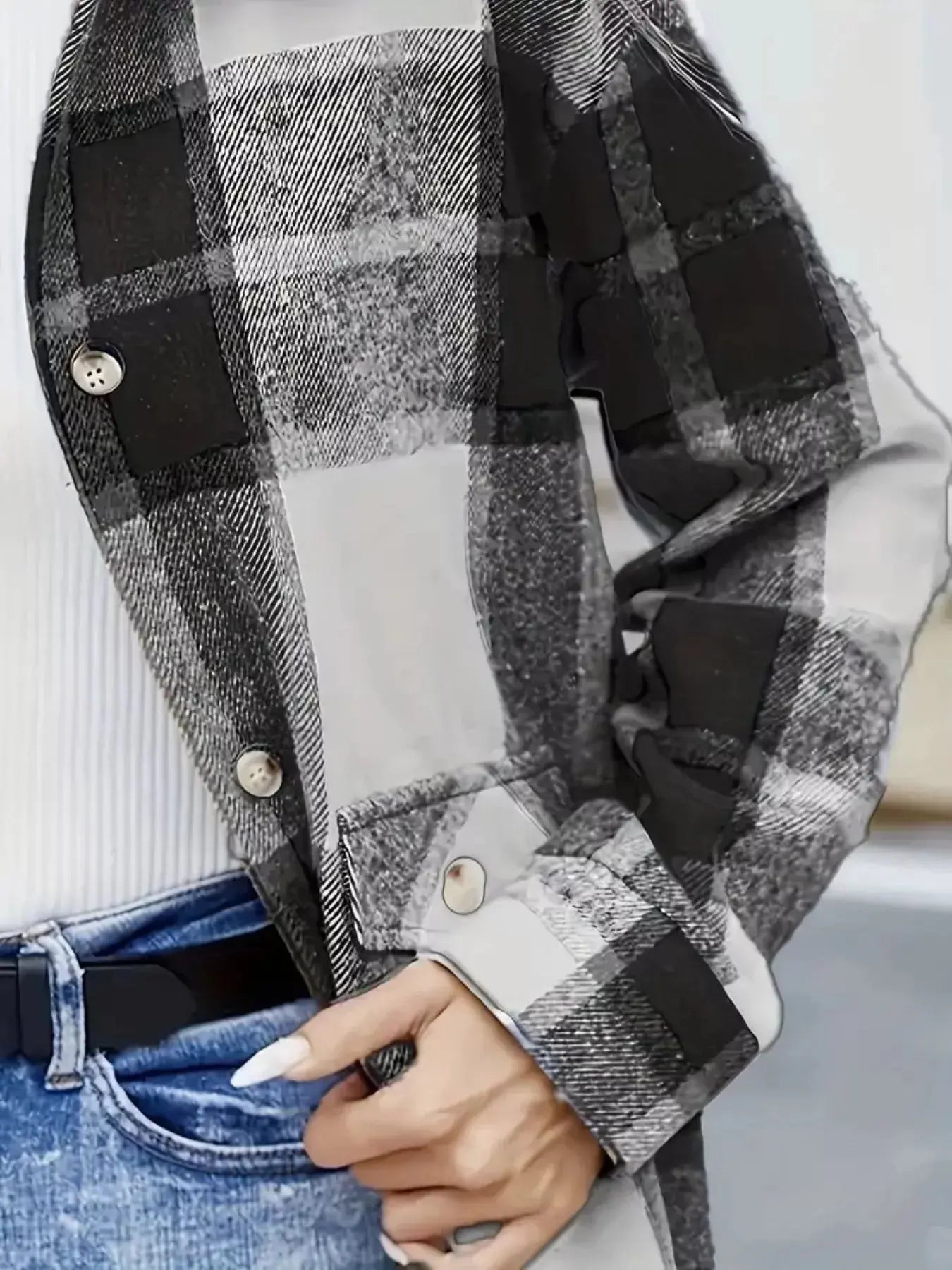 Plaid Button-Up Long Sleeve Shacket Simply Love