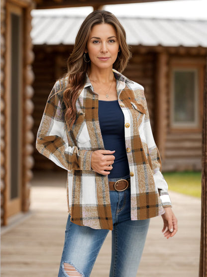 Plaid shacket with pockets, full size