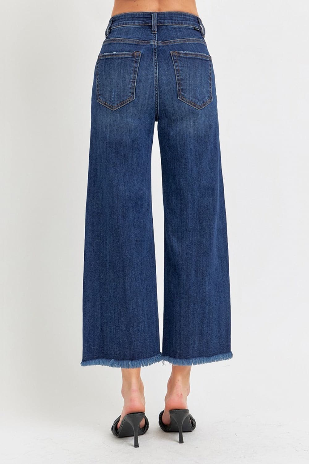 RISEN Full Size Raw Hem Cropped Wide Leg Jeans.