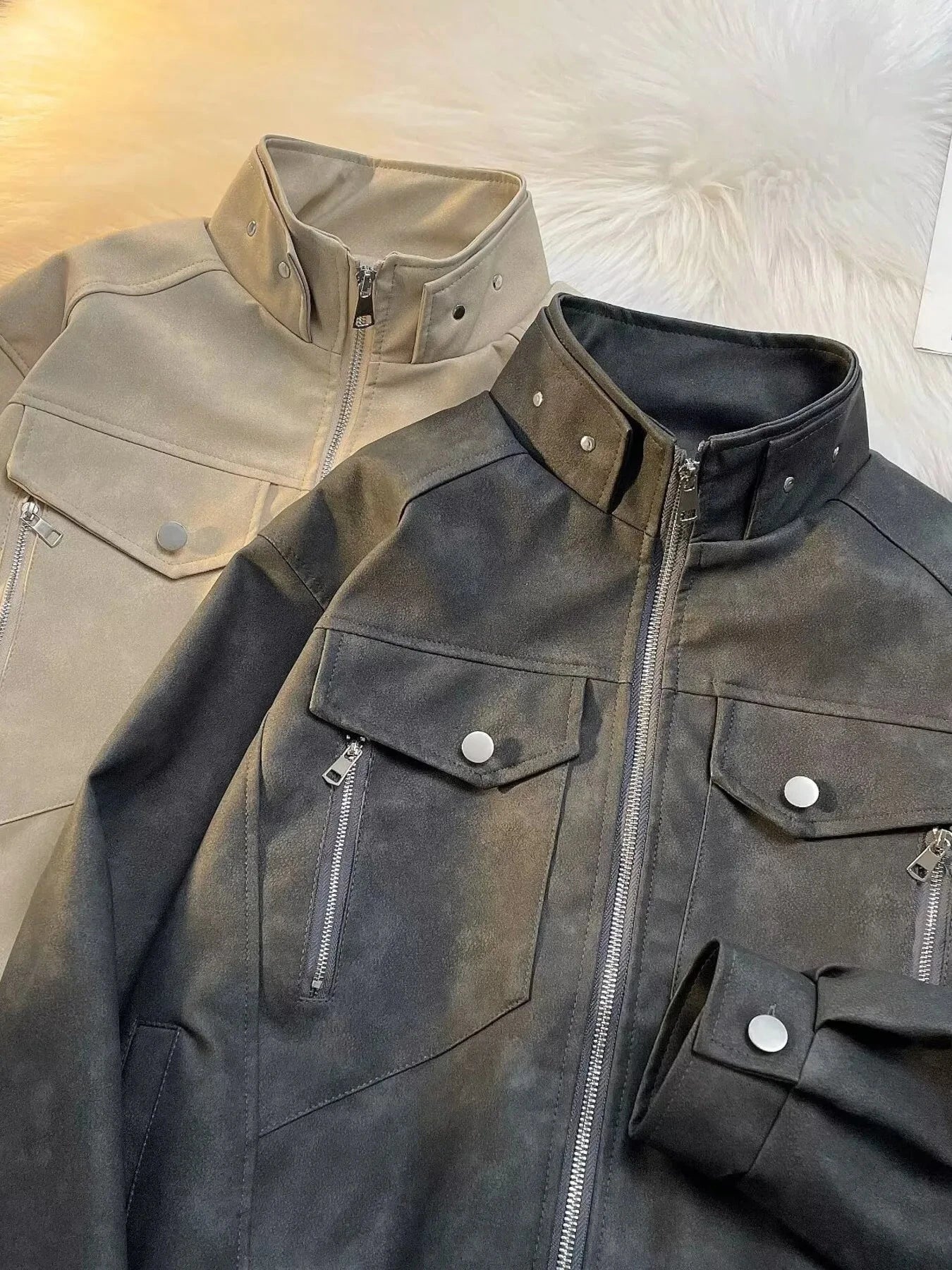 Mens Zip Up Casual Bomber Jacket With Pockets And Zipper Simply Love