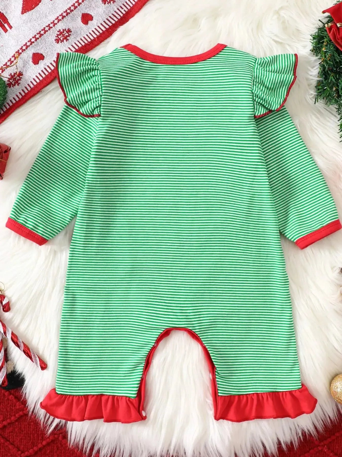 Children's Christmas-Themed Striped Snapped Legs Jumpsuit Simply Love