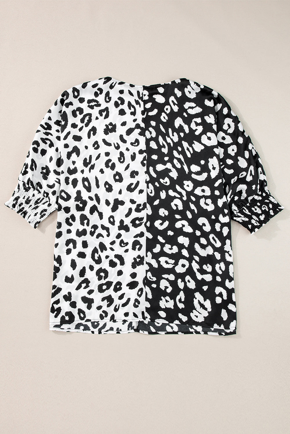 Chic black plus size leopard print half sleeve blouse