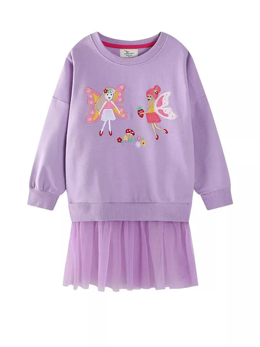 Children's Fairy Embroidered Tulle Sweatshirt Dress Simply Love