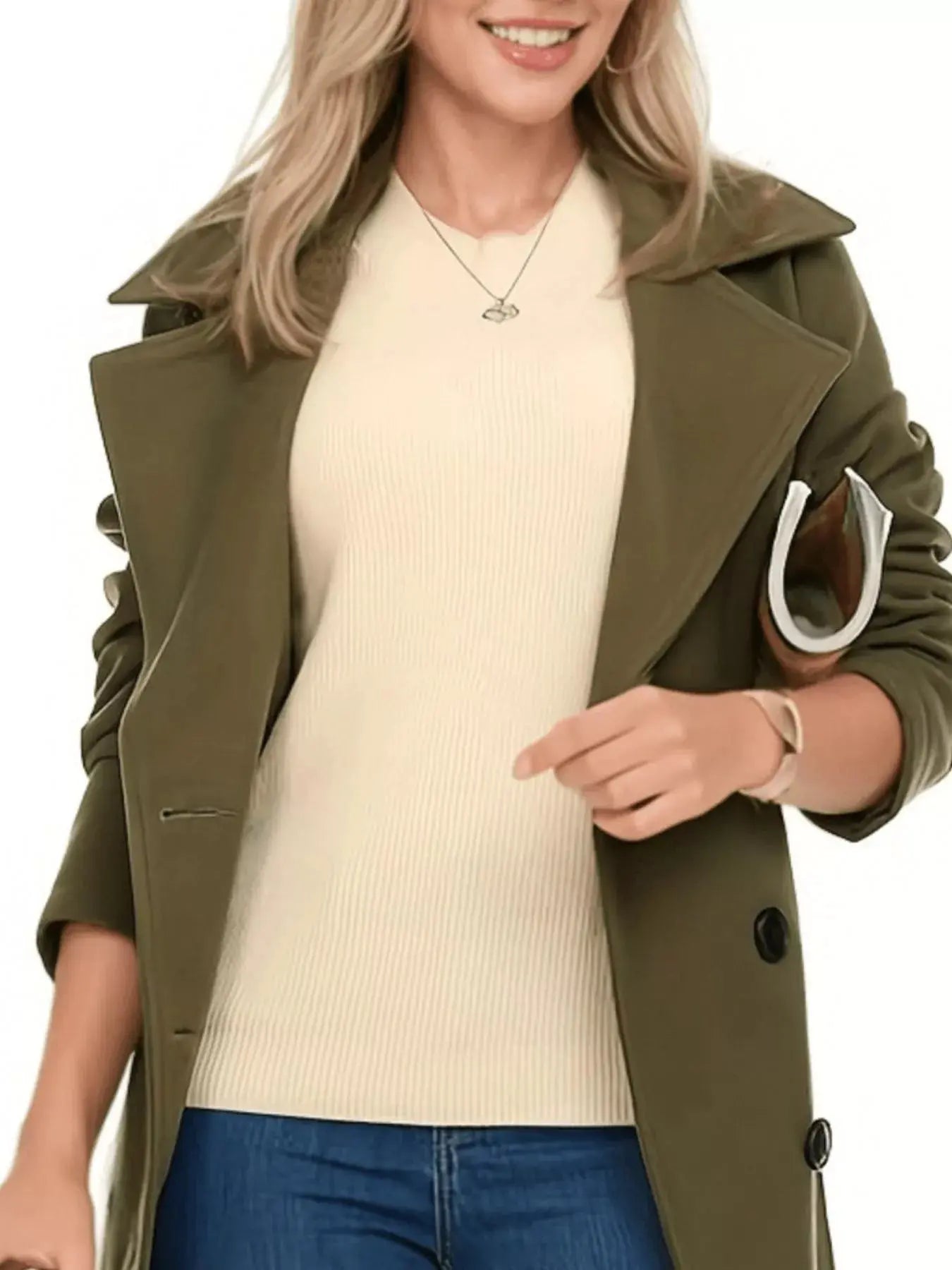 Double Breasted Long Sleeve Coat Simply Love