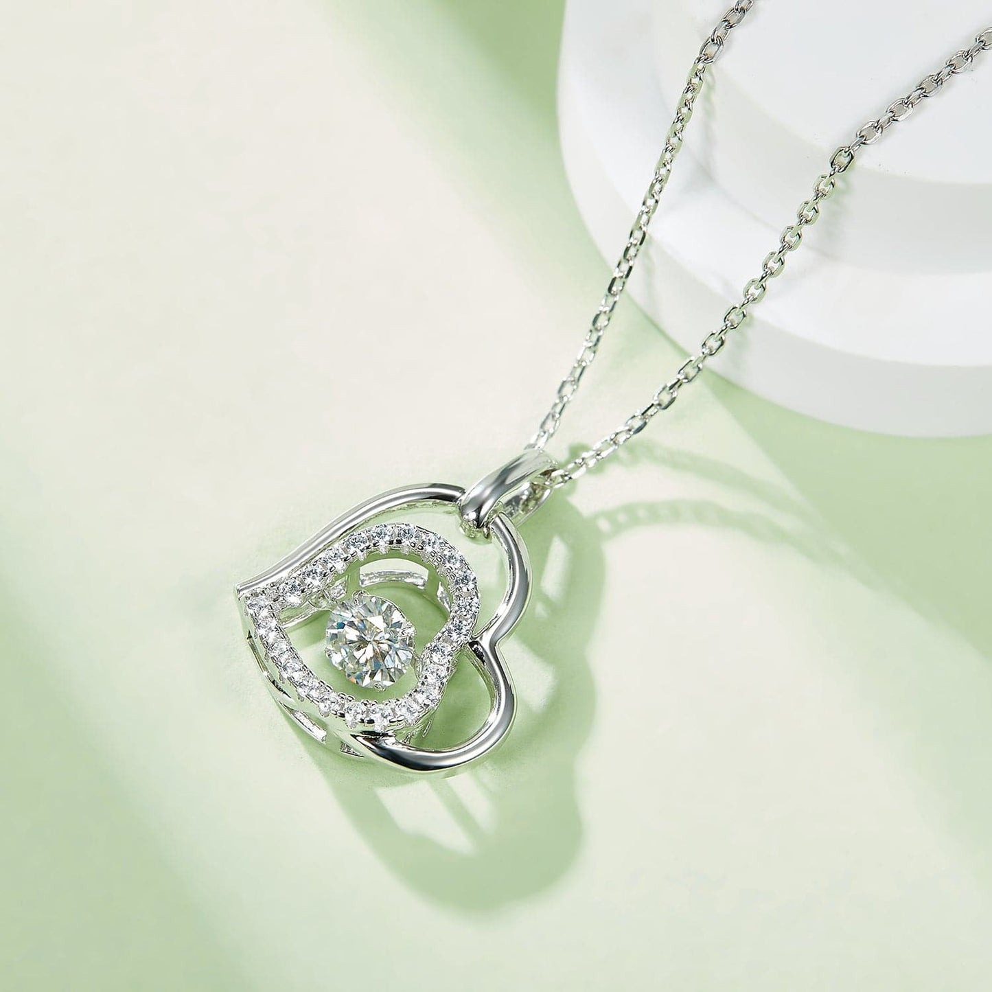 Moissanite 925 Sterling Silver Heart Necklace.